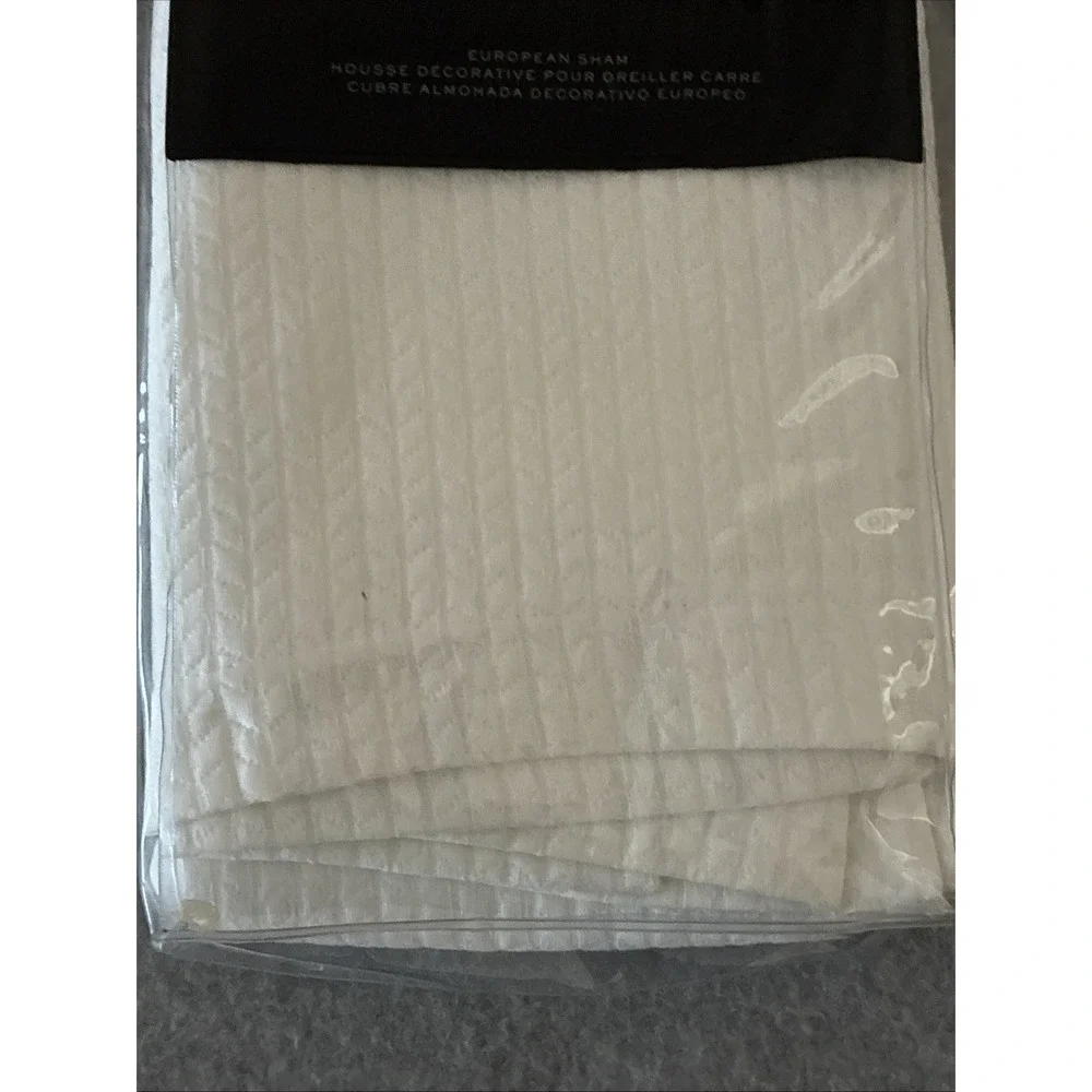 NEW Lauren Ralph Lauren Herringbone Euro Sham 26x26 White Pillow Cover